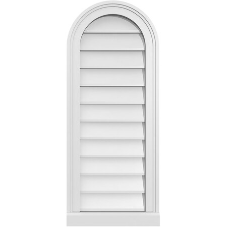 Ekena Millwork Round Top Surface Mount PVC Gable Vent w/ 2"W x 2"P Brickmould Sill Frame, 14"W x 34"H GVPRT14X3403SN